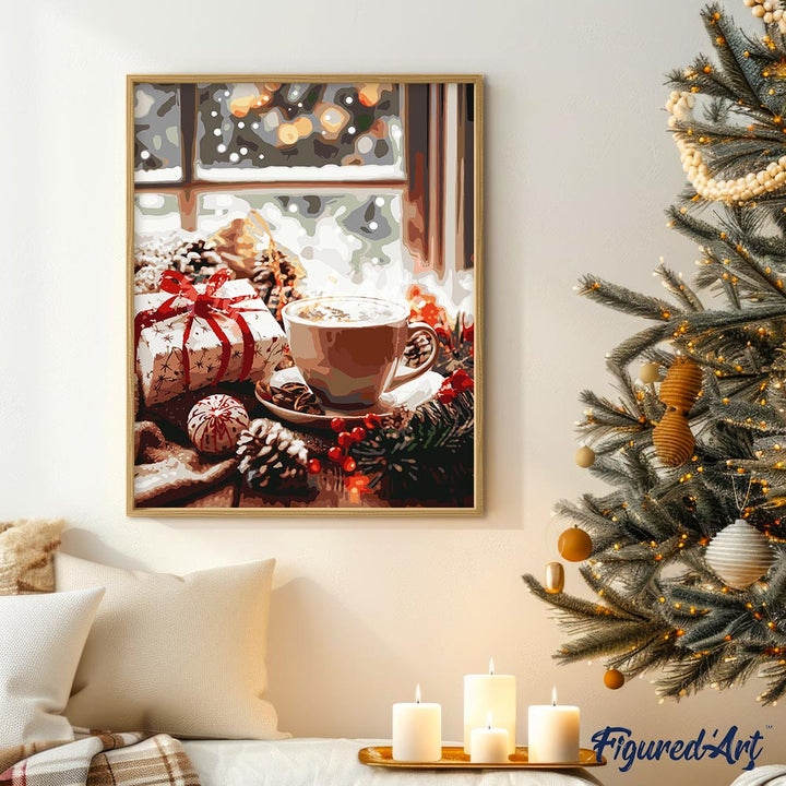 Malen nach Zahlen 40x50cm ohne Keilrahmen Figured’Art Weihnachtskaffeepause - Kidis Art