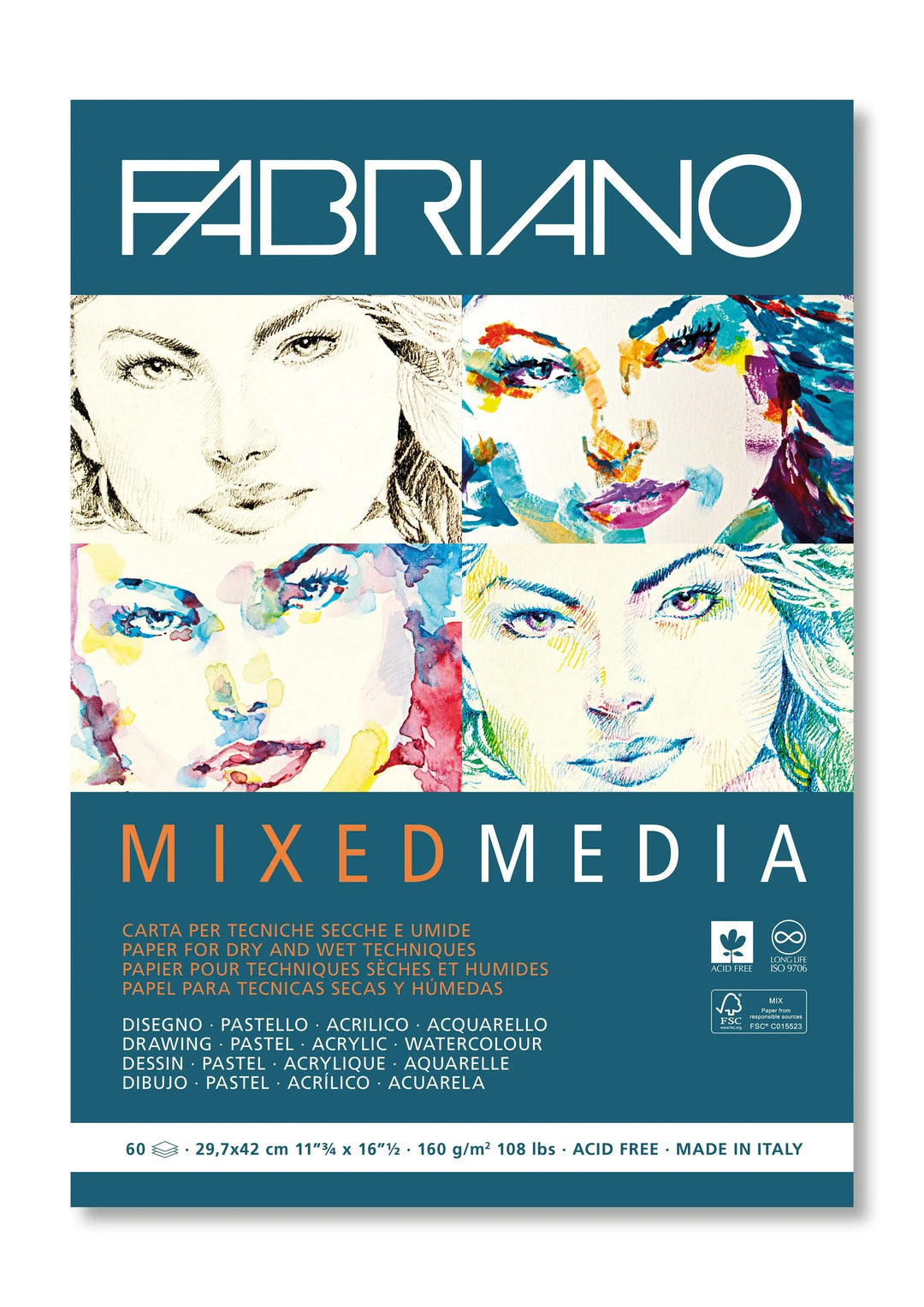Fabriano Mixed Media Block - A3 - 160g - 60 Blatt - Kidis Art