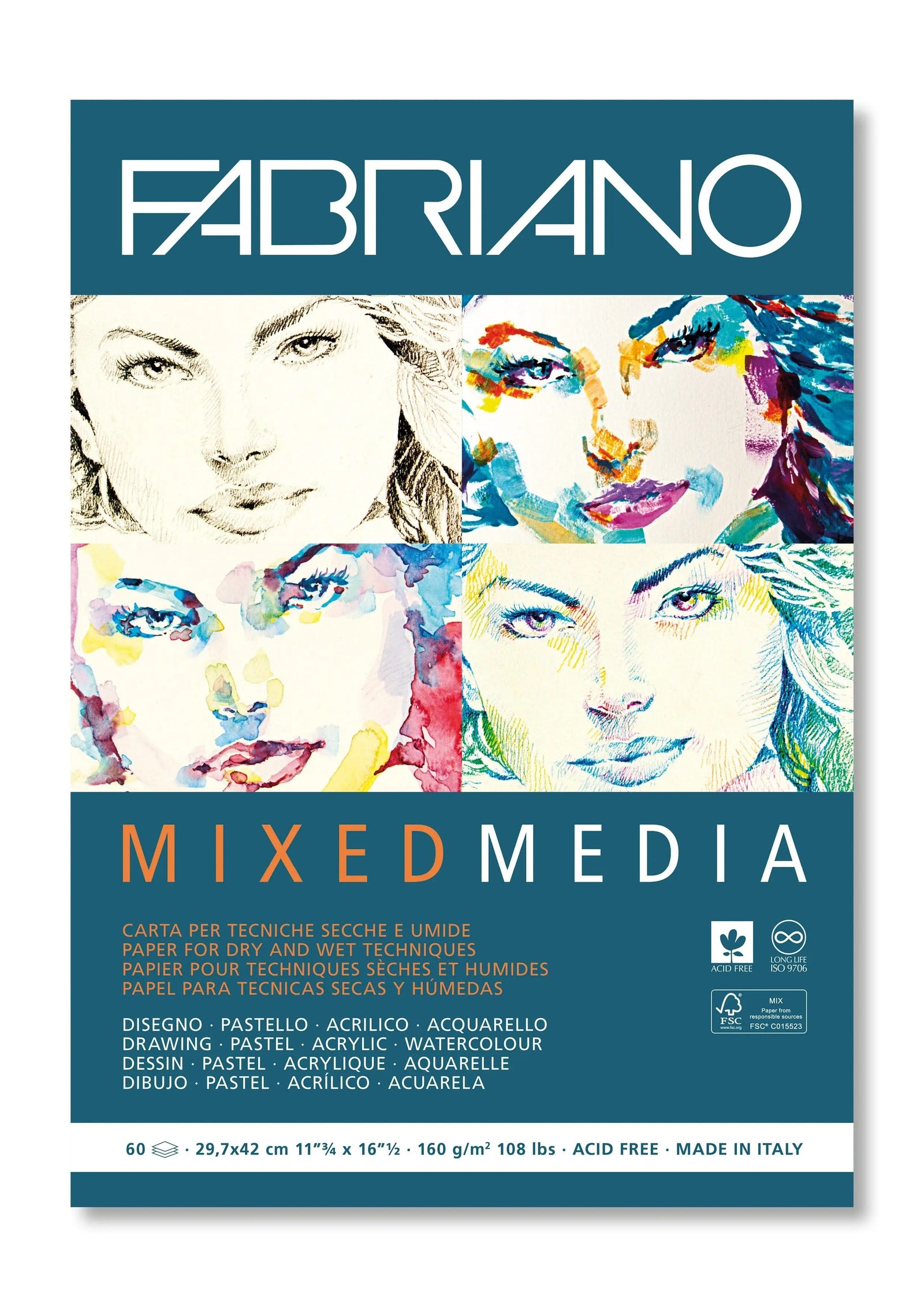 Fabriano Mixed Media Block - A3 - 160g - 60 Blatt - Kidis Art