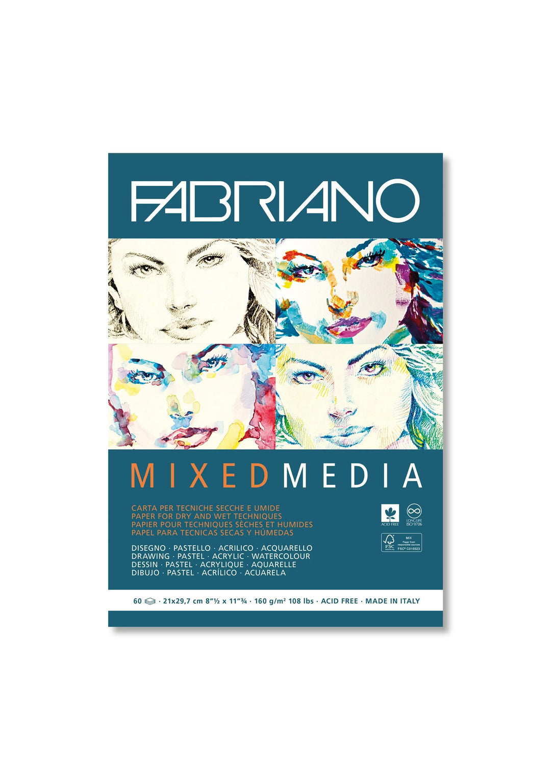 Fabriano Mixed Media Block - A4 - 160g - 60 Blatt - Kidis Art