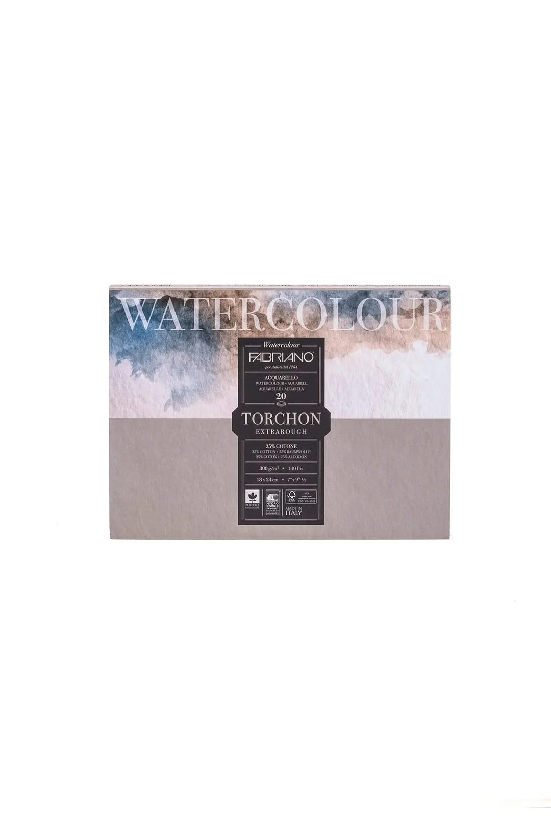 Fabriano Watercolour torchon Block - 18 x 24 cm - 300g - 20 Blatt - rau - FSC - Kidis Art
