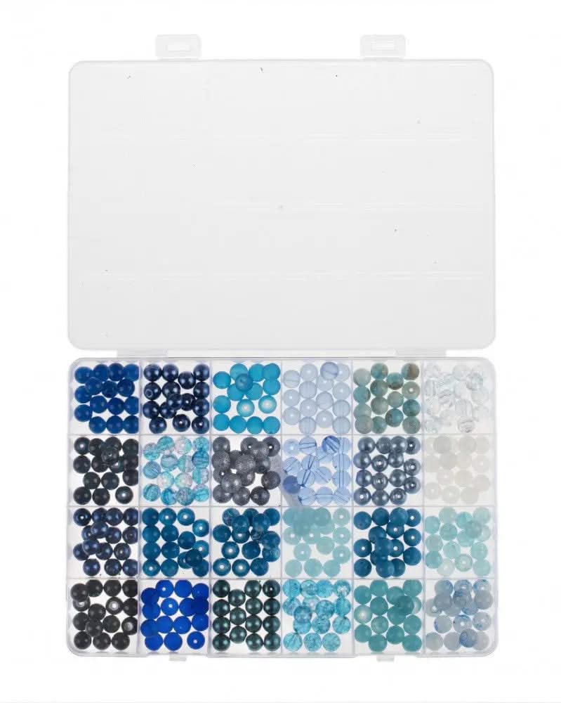 Glasperlen-Schmuckset blau sort. - Kidis Art