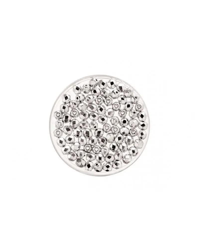 Glasschliffperle 4mm 100St silberfarben - Kidis Art