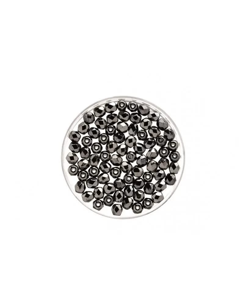 Glasschliffperle 6mm 50St Hematit - Kidis Art
