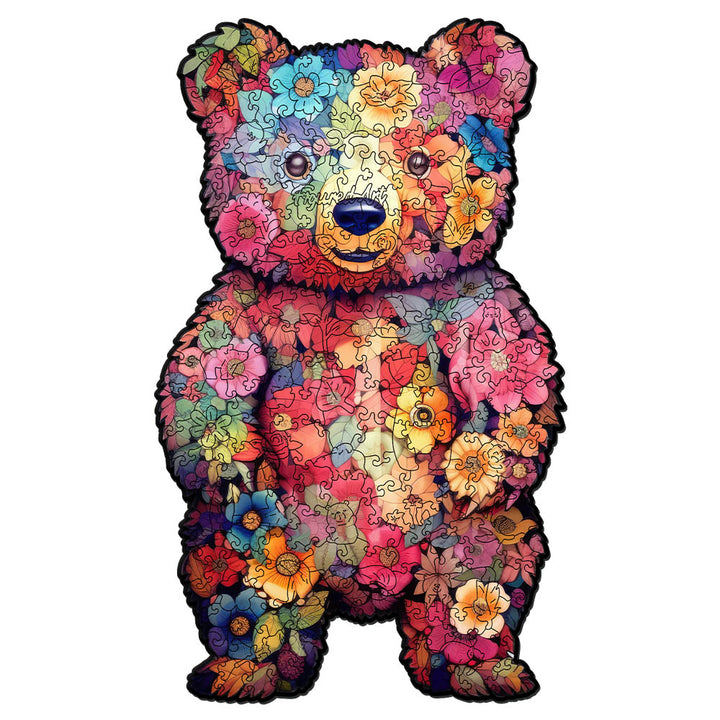 Holzpuzzle 2D Design – Blumenbär - Kidis Art