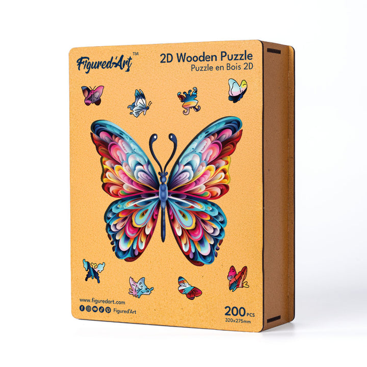 Holzpuzzle 2D Design – Wunderschöner Regenbogenfalter - Kidis Art