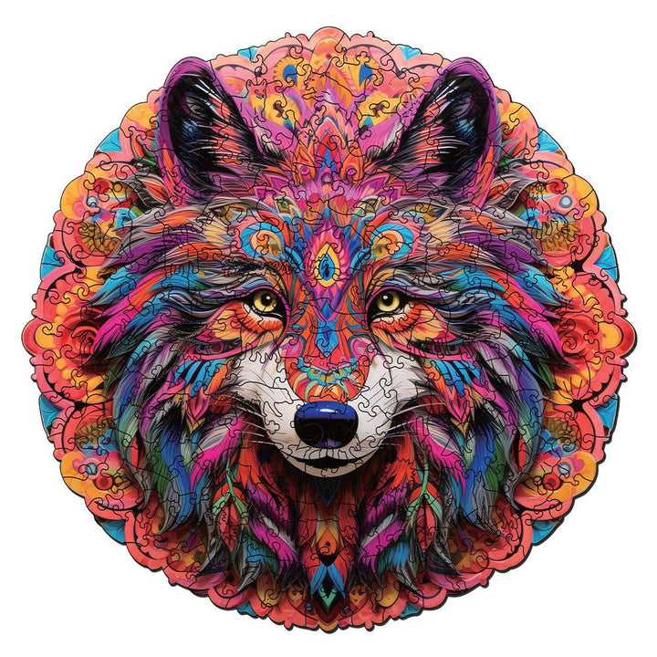 Holzpuzzle 2D Design – Lebhafter Wolf - Kidis Art