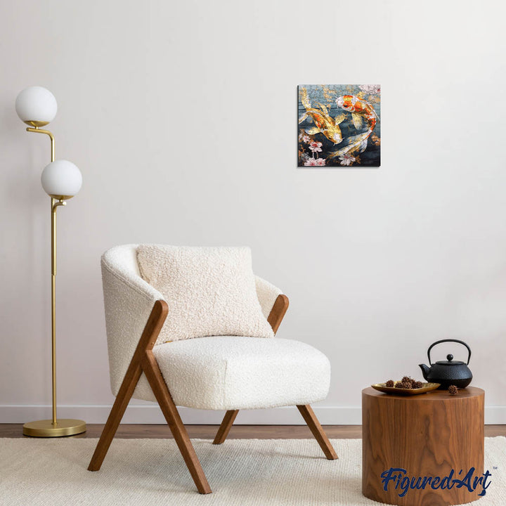 Holzpuzzle 2D Design – Koi-Karpfen und Blumen - Kidis Art