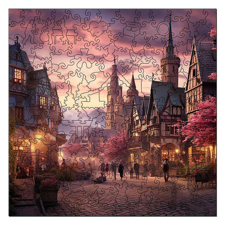 Holzpuzzle 2D Design – Märchenhaftes Dorf - Kidis Art