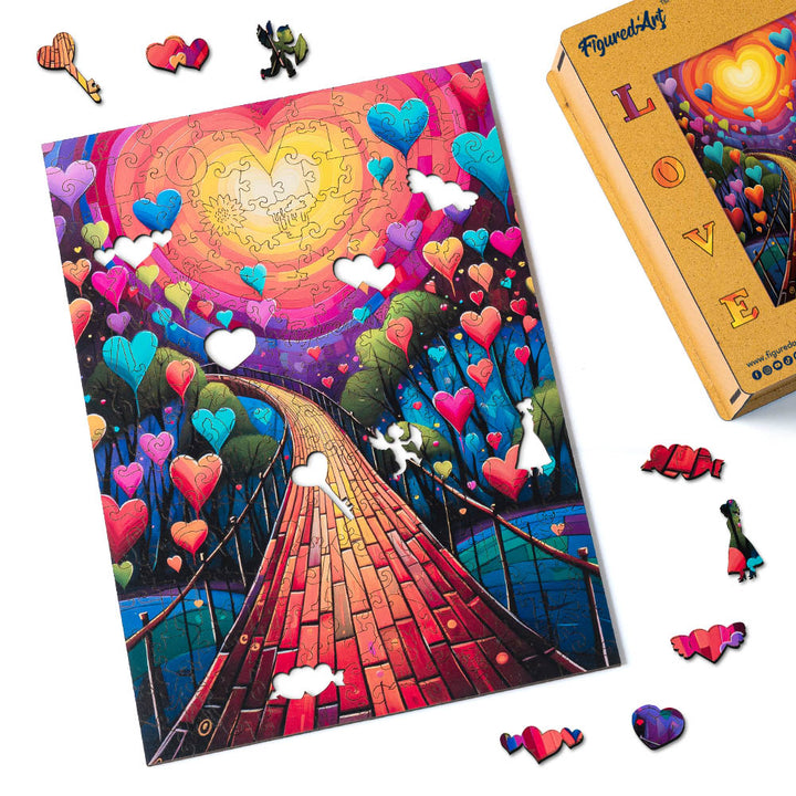 Holzpuzzle 2D Design – Weg der Herzen - Kidis Art