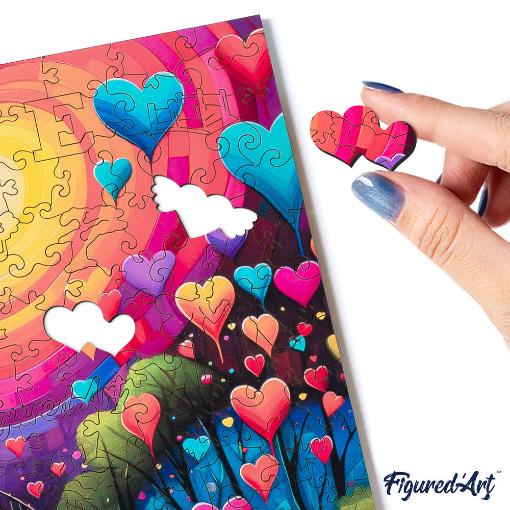 Holzpuzzle 2D Design – Weg der Herzen - Kidis Art