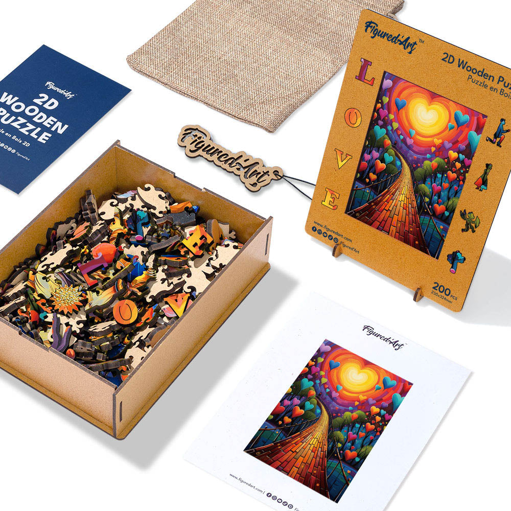 Holzpuzzle 2D Design – Weg der Herzen - Kidis Art
