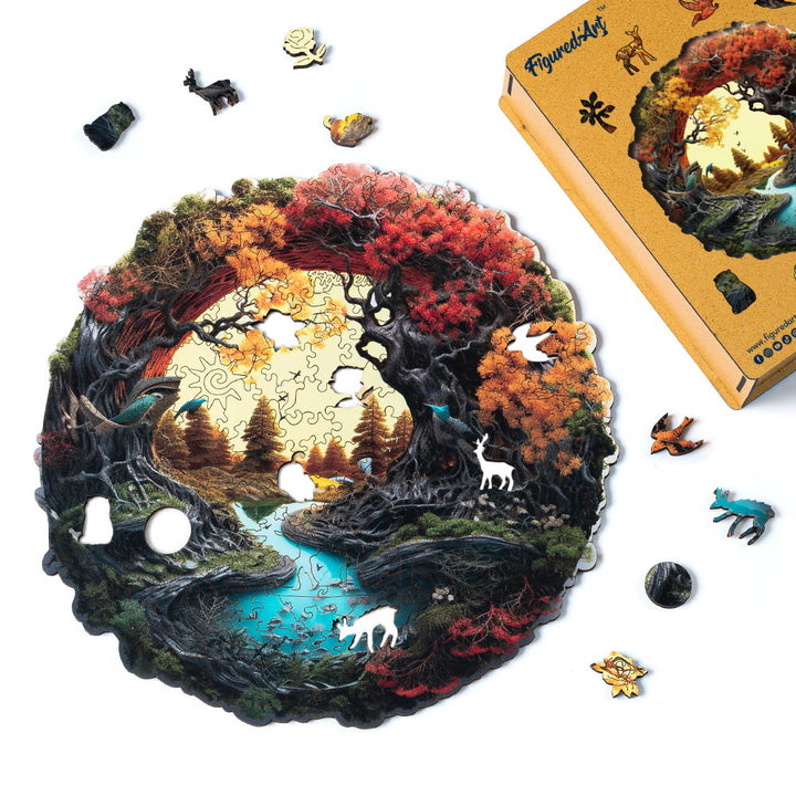Holzpuzzle 2D Design – Herbstlicher Fluss - Kidis Art