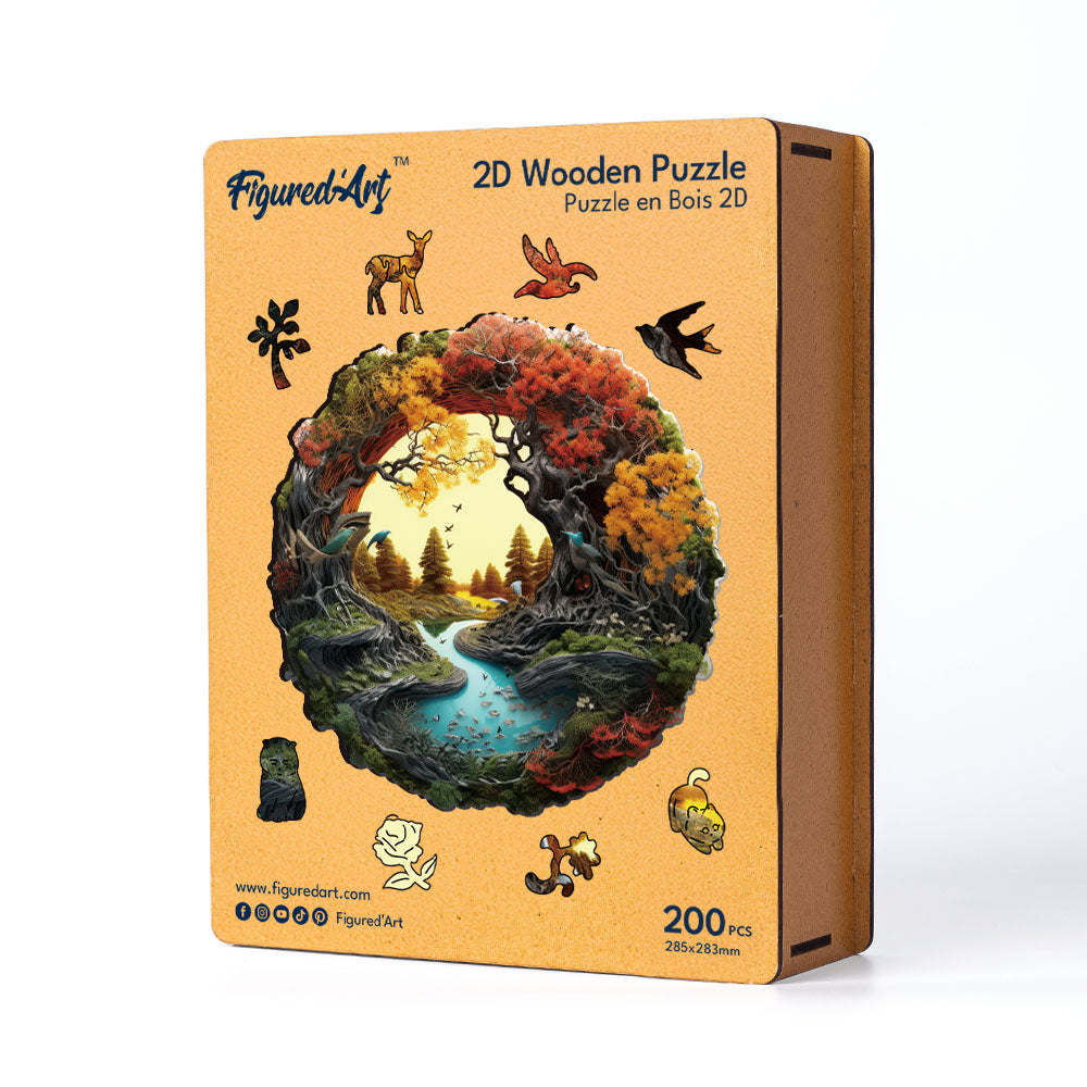 Holzpuzzle 2D Design – Herbstlicher Fluss - Kidis Art