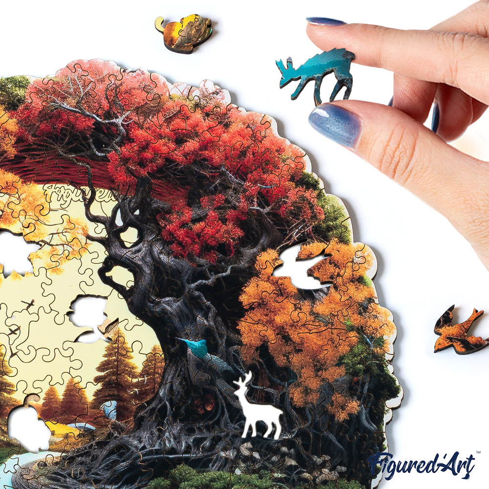 Holzpuzzle 2D Design – Herbstlicher Fluss - Kidis Art