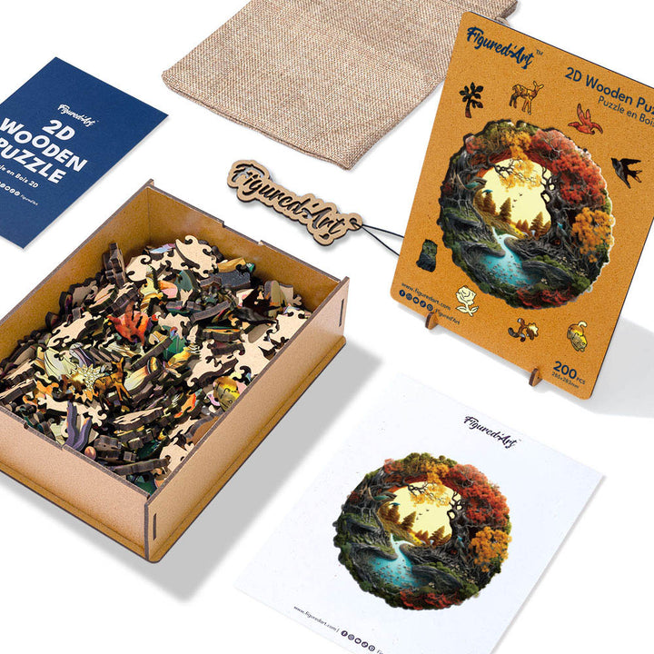 Holzpuzzle 2D Design – Herbstlicher Fluss - Kidis Art
