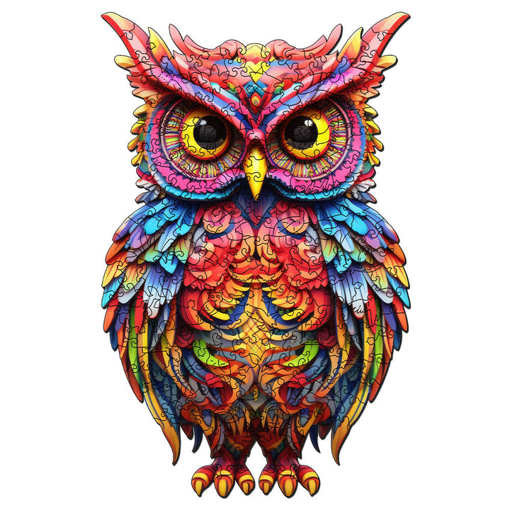 Holzpuzzle 2D Design – Strahlende Eule - Kidis Art