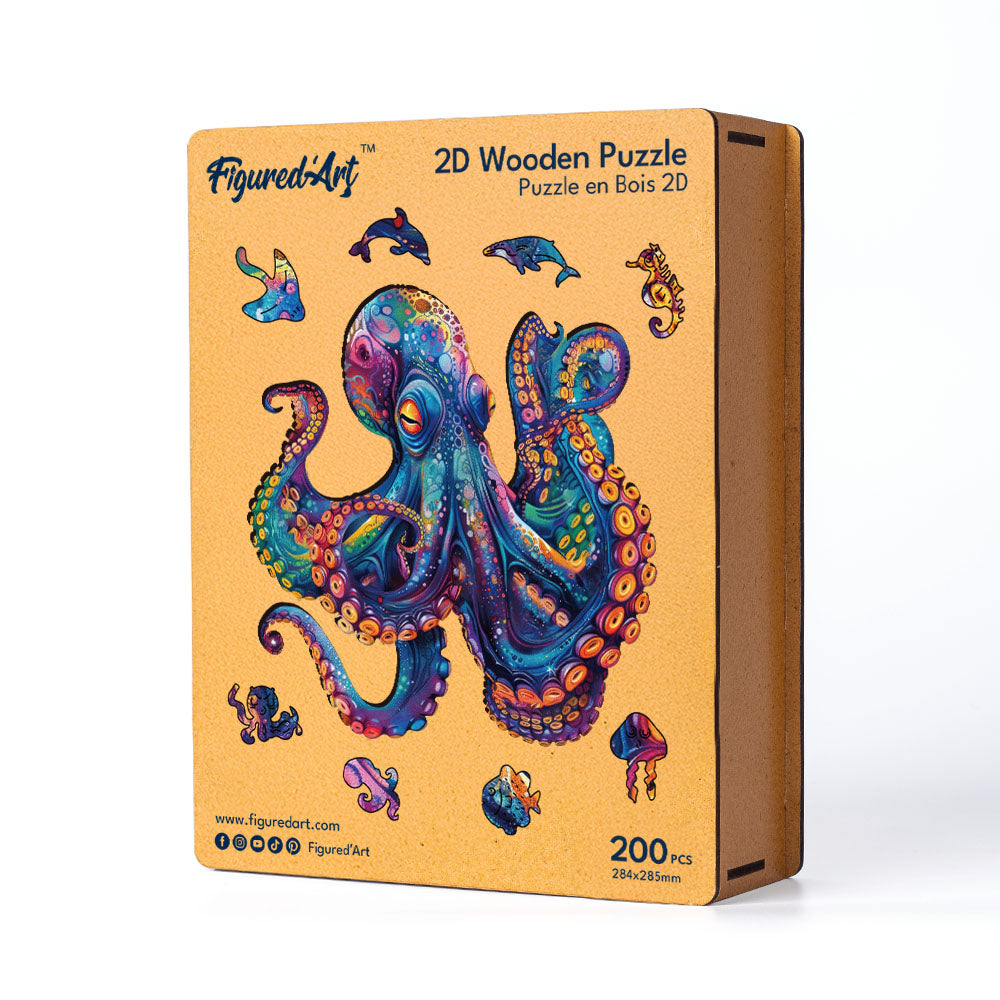 Holzpuzzle 2D Design – Bunter Oktopus - Kidis Art
