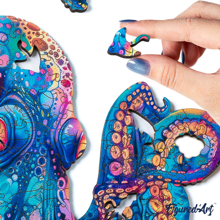 Holzpuzzle 2D Design – Bunter Oktopus - Kidis Art