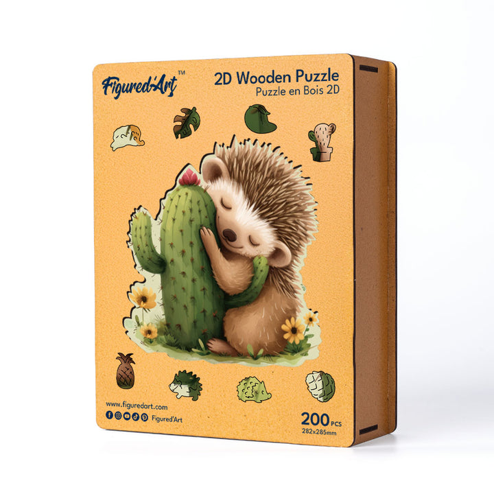 Holzpuzzle 2D Design – Igel und Kaktus - Kidis Art