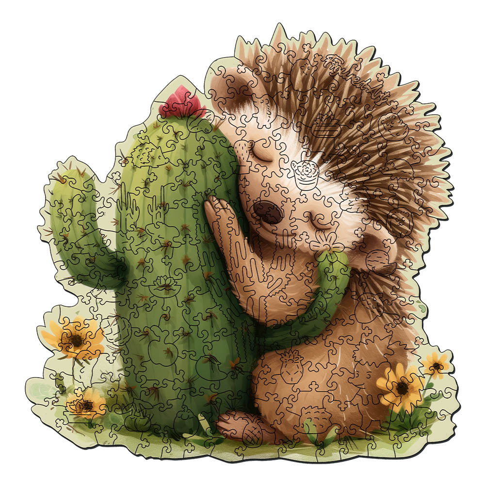 Holzpuzzle 2D Design – Igel und Kaktus - Kidis Art