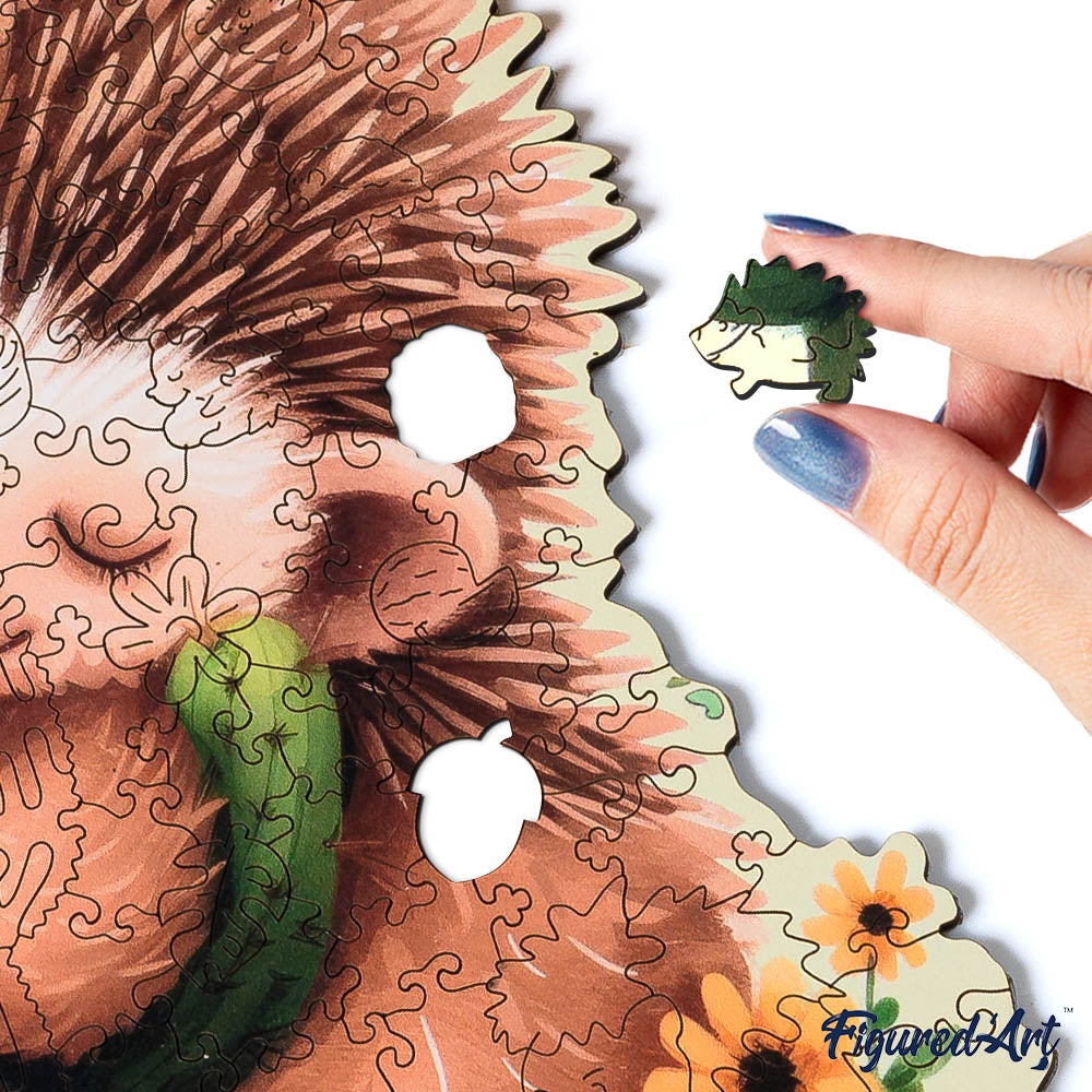 Holzpuzzle 2D Design – Igel und Kaktus - Kidis Art