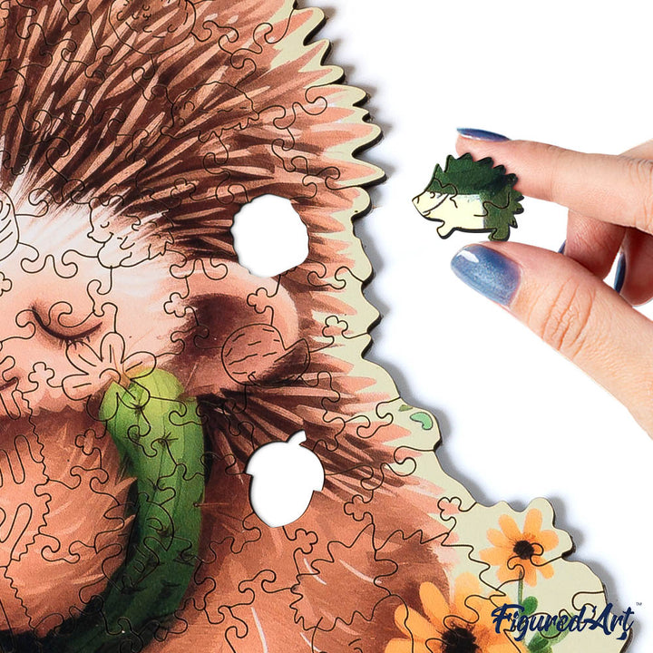 Holzpuzzle 2D Design – Igel und Kaktus - Kidis Art