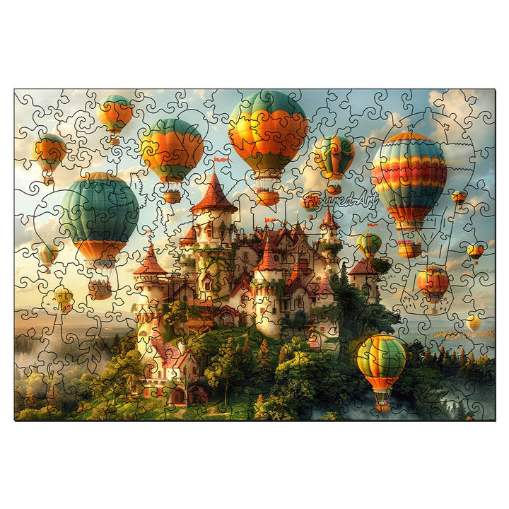 Holzpuzzle 2D Design – Schloss und Heißluftballons - Kidis Art