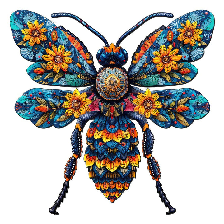 Holzpuzzle 2D Design – Blume mit Biene - Kidis Art