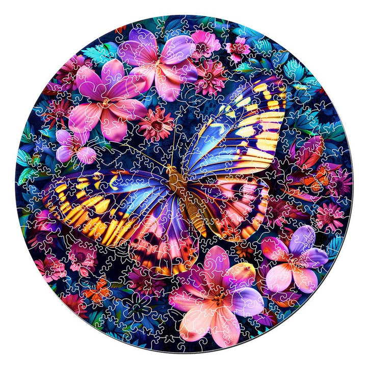 Holzpuzzle 2D Design – Schmetterling und Blumen - Kidis Art