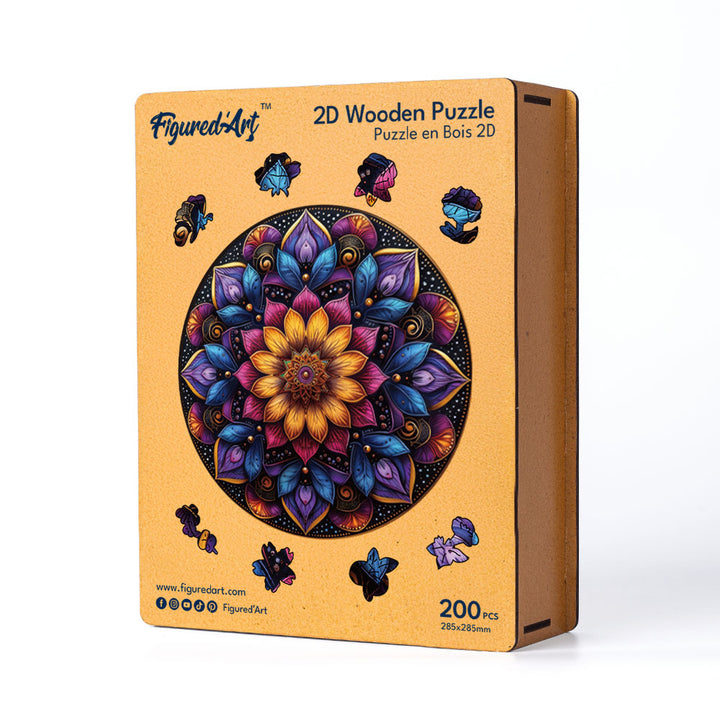 Holzpuzzle 2D Design – Buntes Mandala - Kidis Art