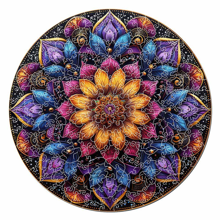 Holzpuzzle 2D Design – Buntes Mandala - Kidis Art