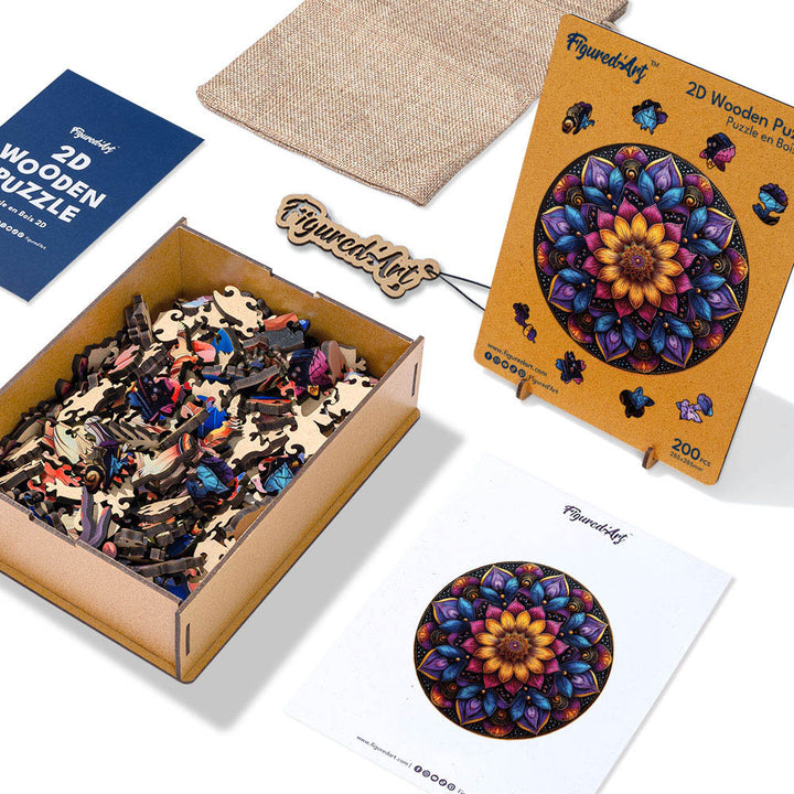Holzpuzzle 2D Design – Buntes Mandala - Kidis Art