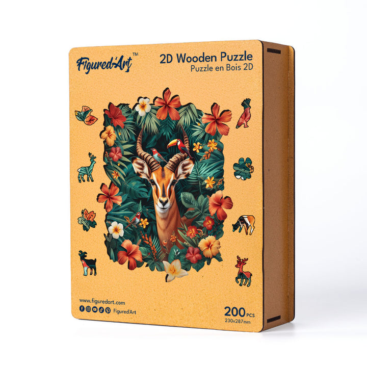 Holzpuzzle 2D Design – Giraffe und Blumen - Kidis Art