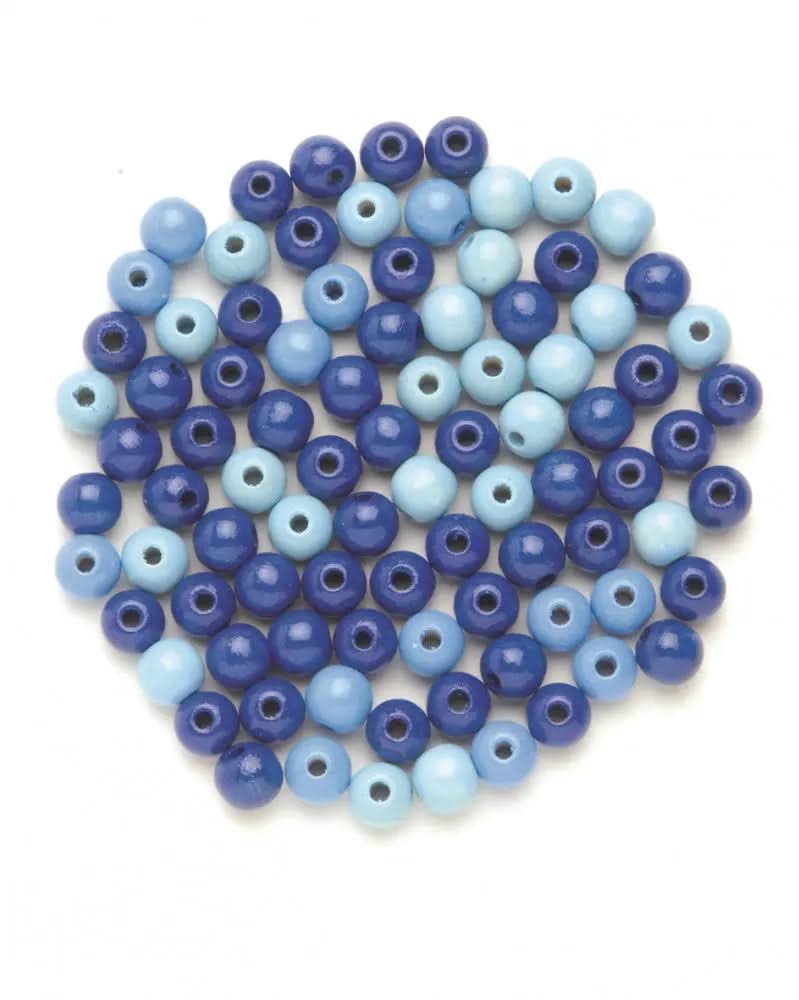 Holzperle 10mm 47St blau-mix - Kidis Art