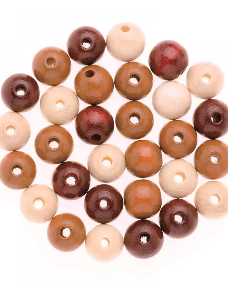 Holzperle 10mm 47St braun-mix - Kidis Art
