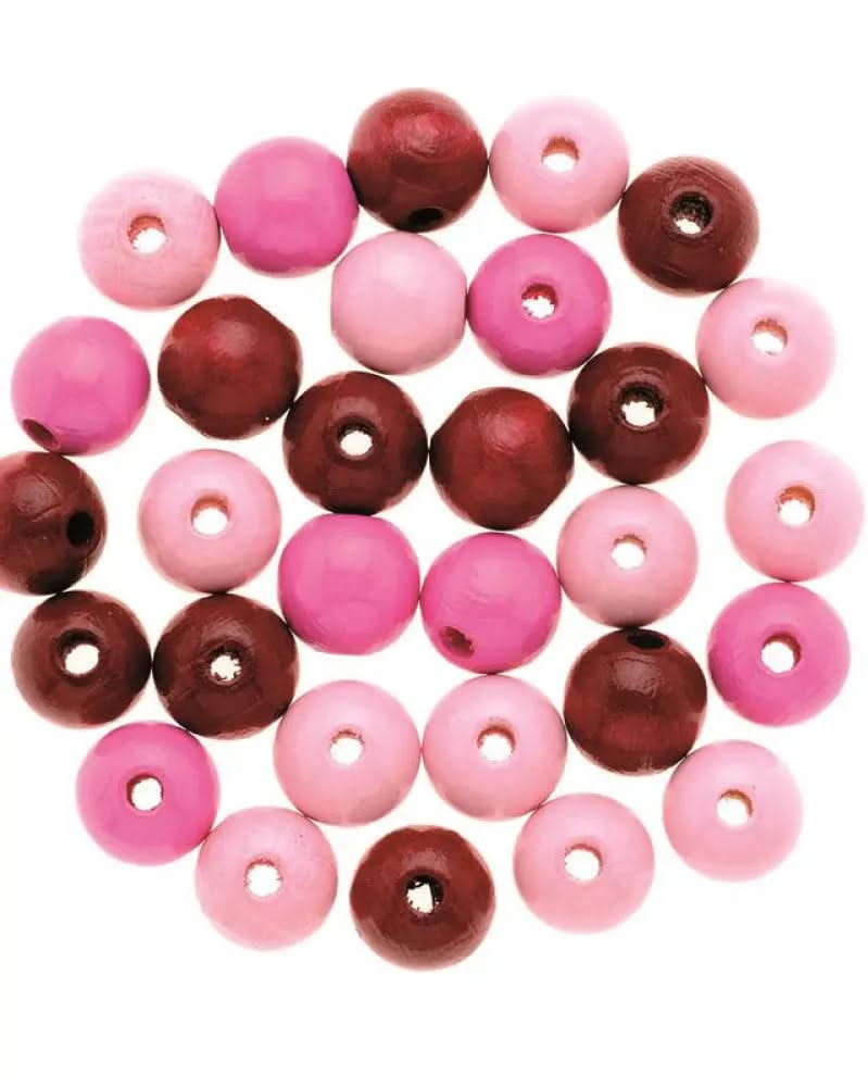 Holzperle 10mm 47St rosa-mix - Kidis Art