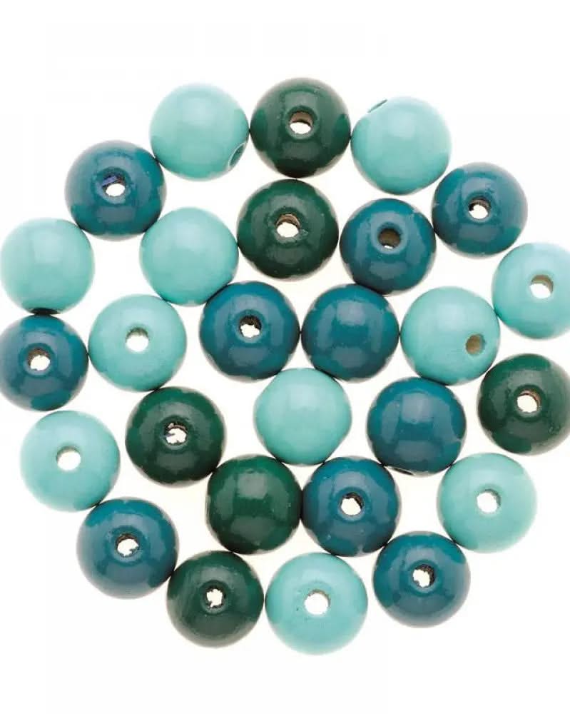 Holzperle 10mm 47St türkis-mix - Kidis Art