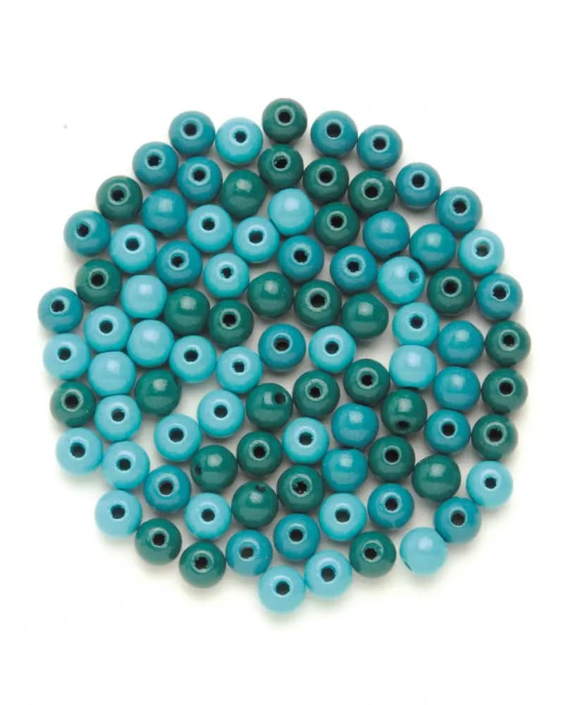 Holzperle 15mm 14St türkis-mix - Kidis Art