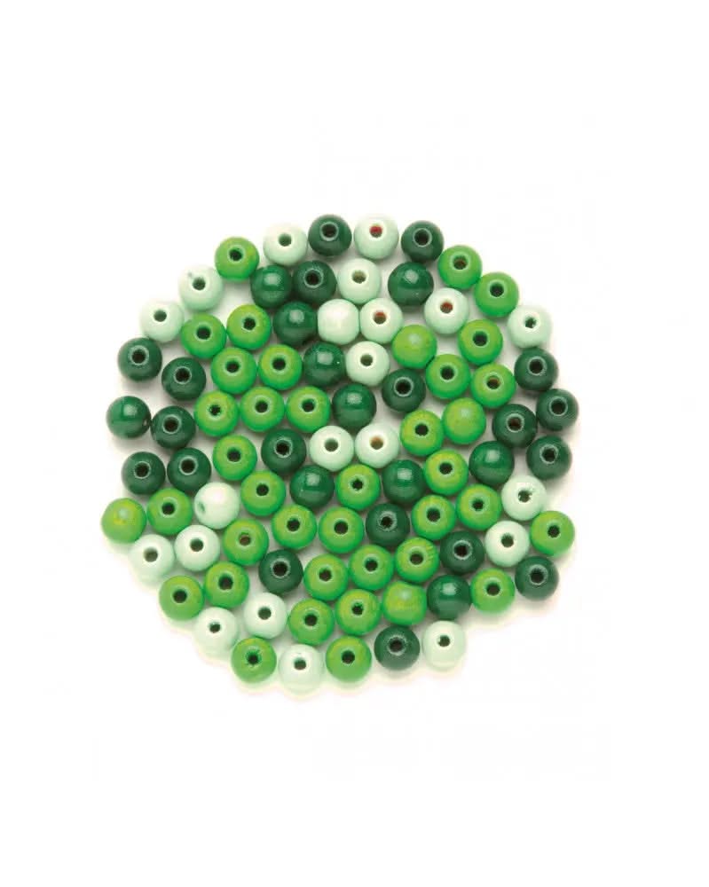 Holzperle 8mm 80St grün-mix - Kidis Art