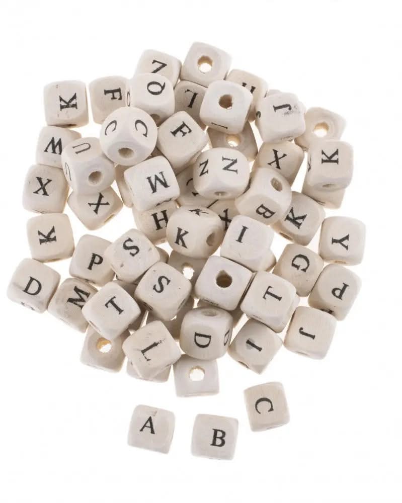 Holzperlen mit Buchstaben 185g - Kidis Art
