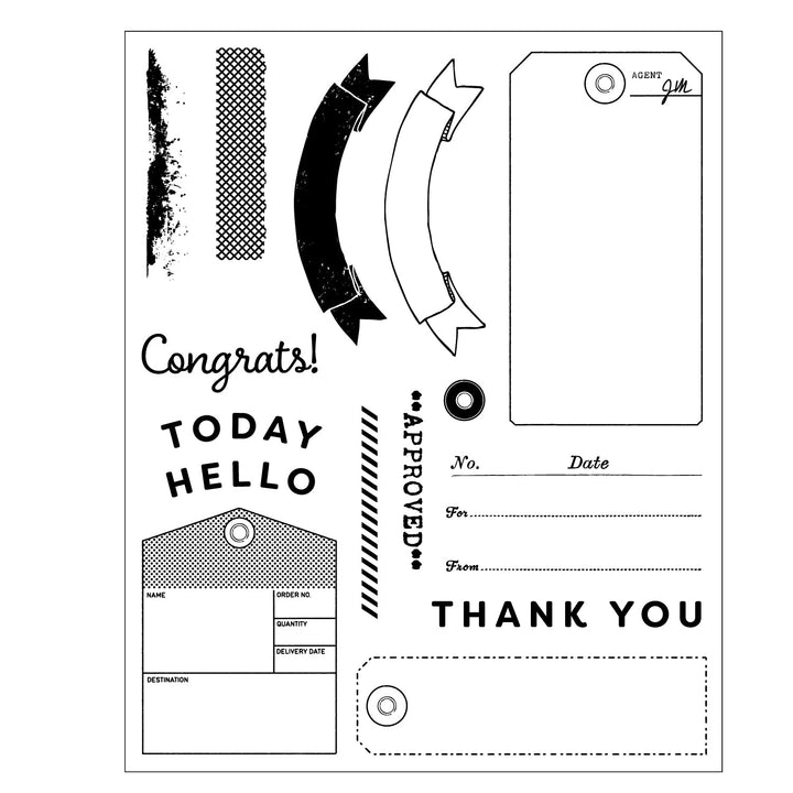 Clear Stamps Set 6PK mit 17PK Framelits Tag It by 49 &amp; Market