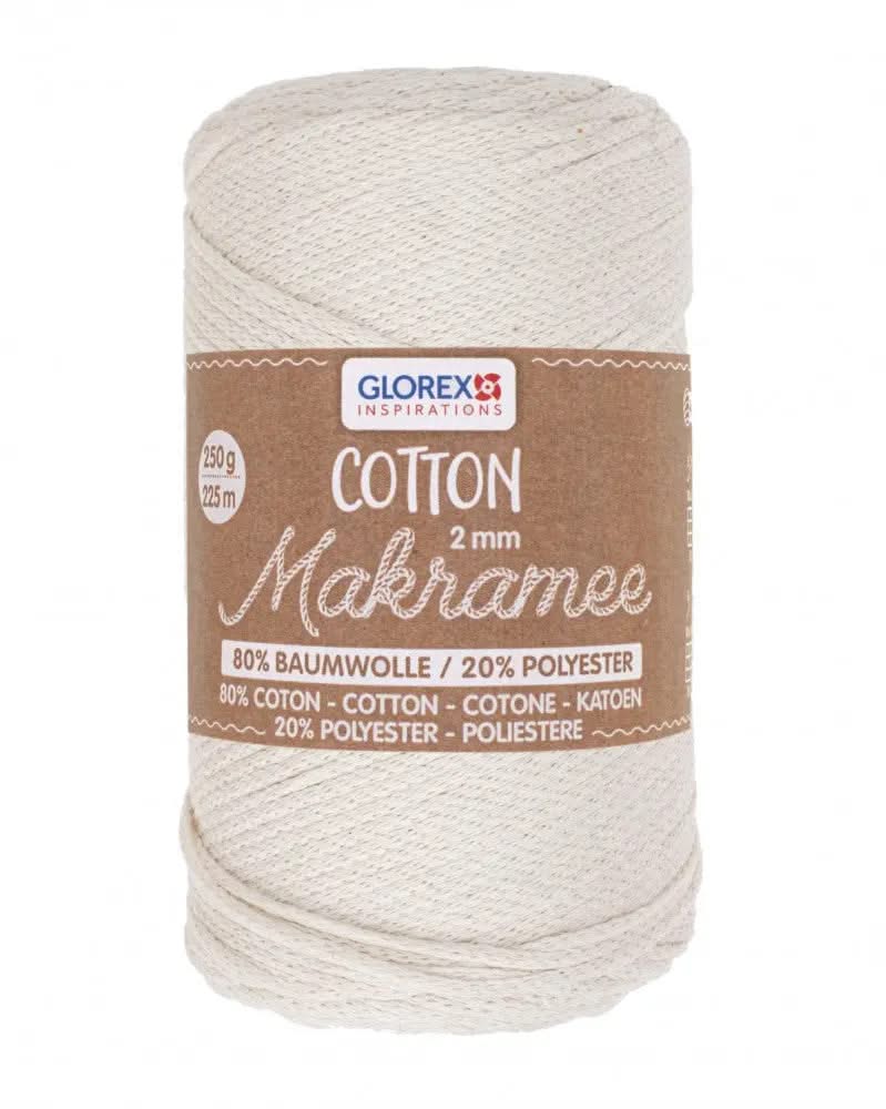 Makramee Cotton 2mm 250g, creme - Kidis Art