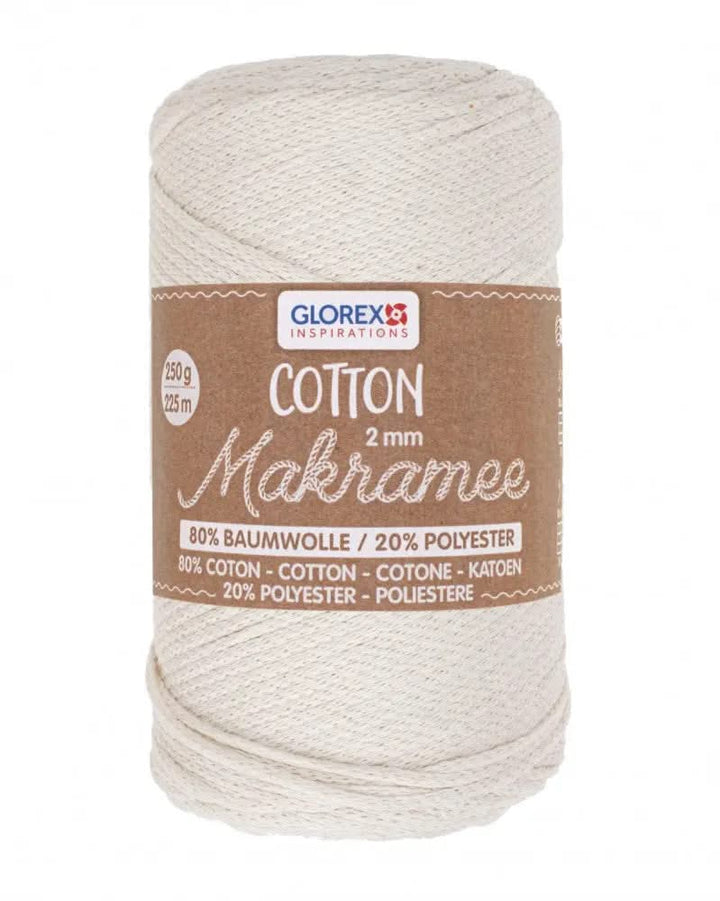 Makramee Cotton 2mm 250g, creme - Kidis Art