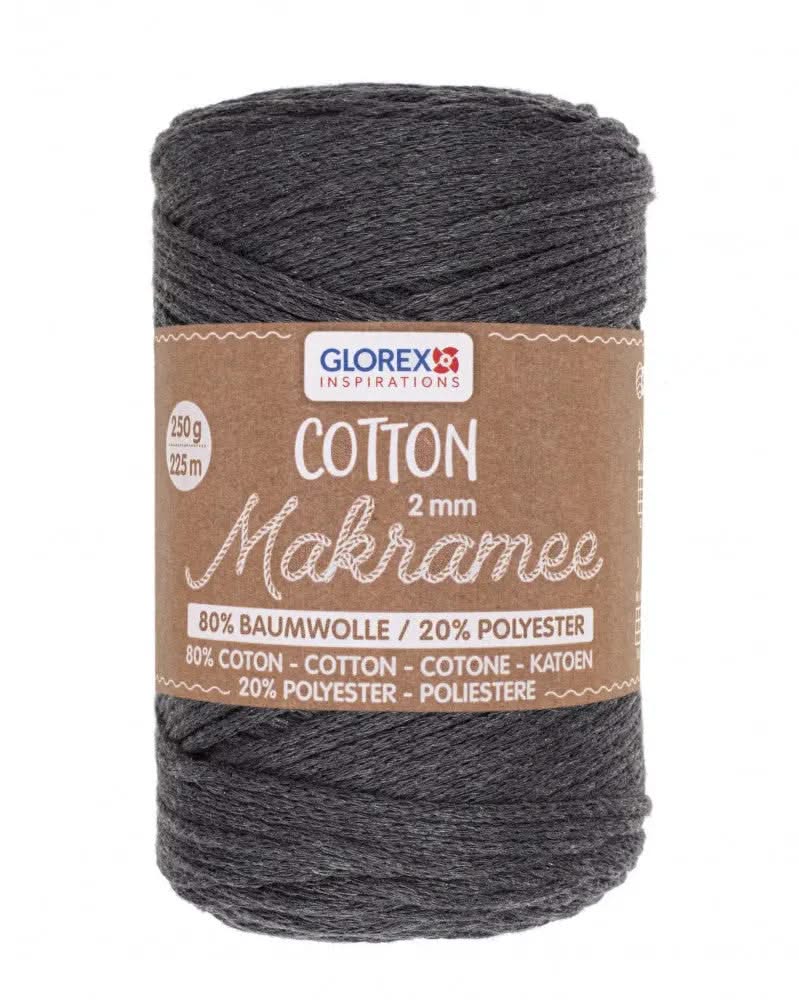 Makramee Cotton 2mm 250g,anthrazit - Kidis Art
