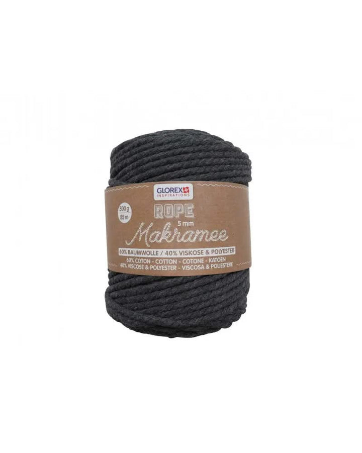 Makramee Rope 5mm 500g gedreht, anthrazit - Kidis Art