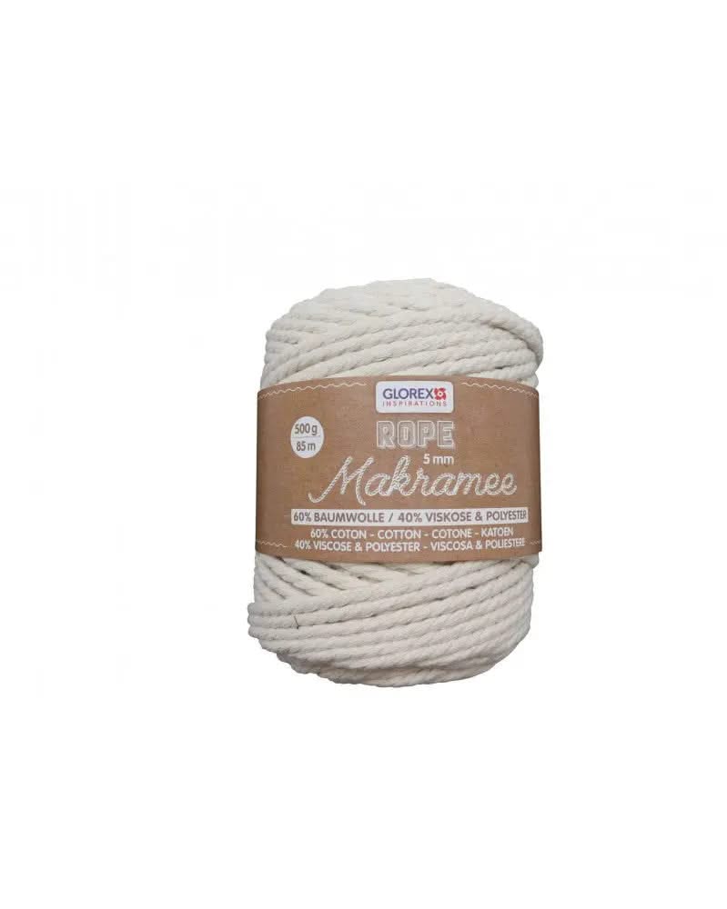 Makramee Rope 5mm 500g gedreht, creme - Kidis Art