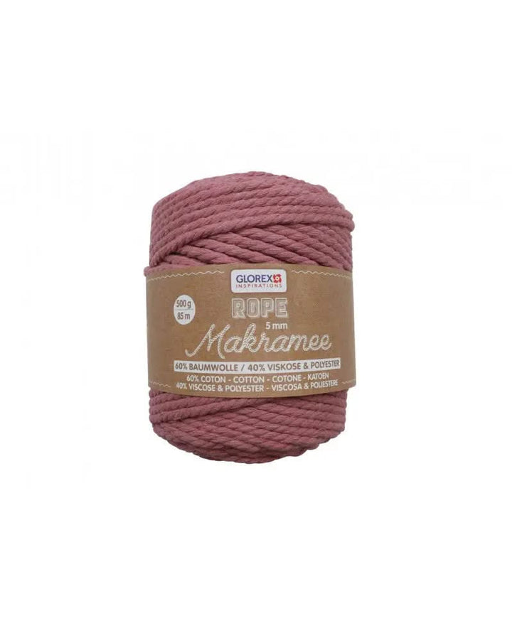 Makramee Rope 5mm 500g gedreht, mauve - Kidis Art