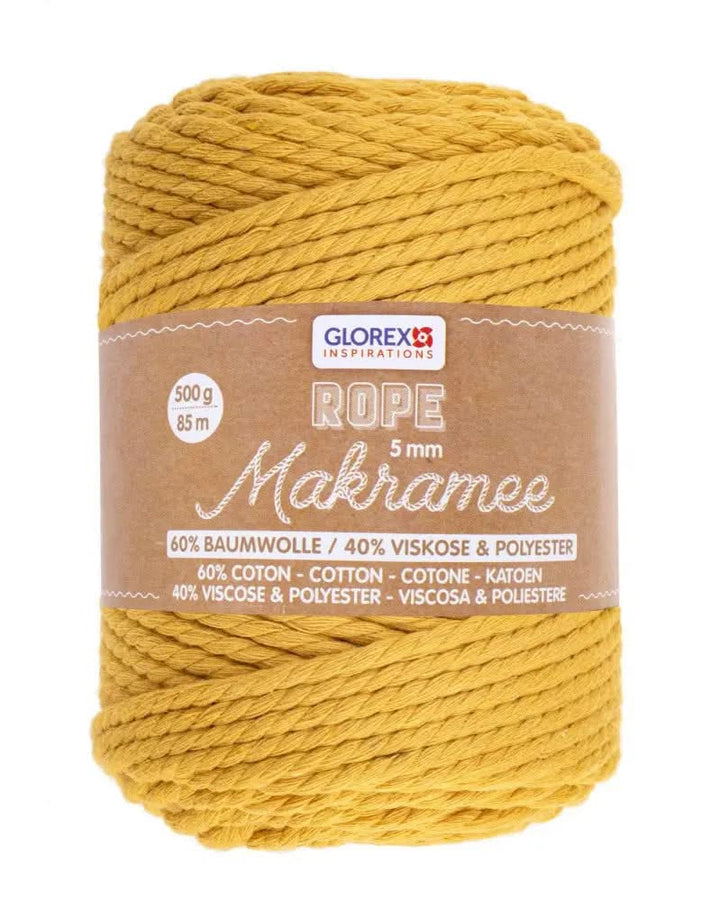 Makramee Rope 5mm 500g gedreht, senfgelb - Kidis Art