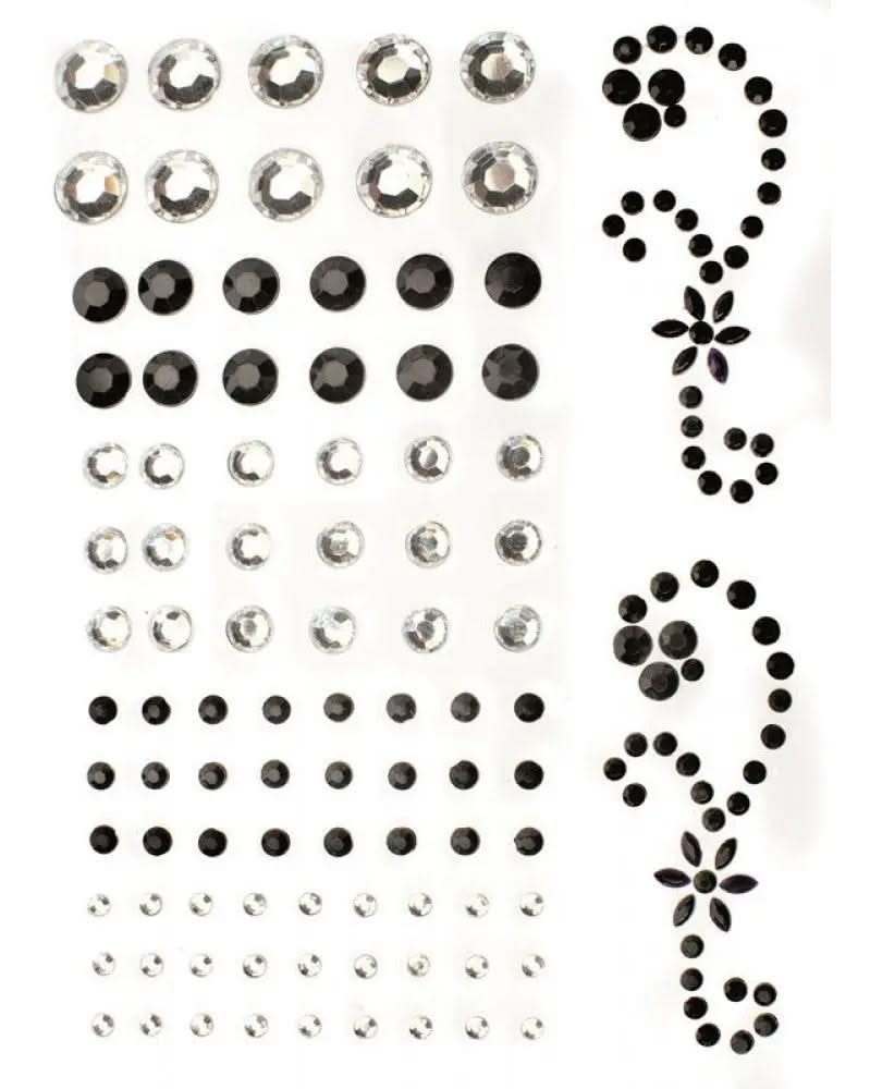 P&amp;D Crystal und schwarz assort selbstklebend 67St 2-8mm - Kidis Art